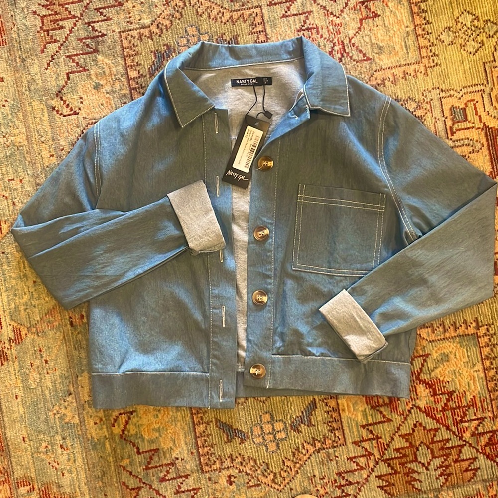 Nasty Gal Collection Denim Button Front Jacket size 8